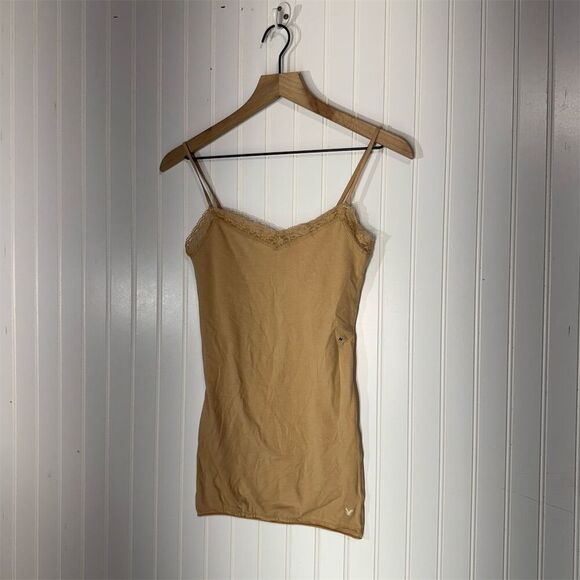 NWOT 2000s American Eagle Lace Trim Nude Cami w/ Built-In Bra M Y2K Dead Stock - Picture 1 of 8